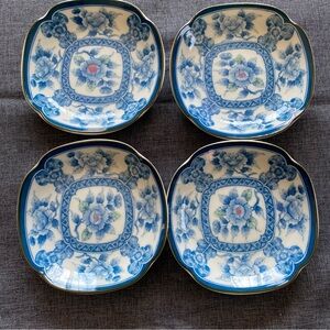 4 Vintage Possible Japanese Seizan Gama or Fukagawa Arita Ware Porcelain Plates